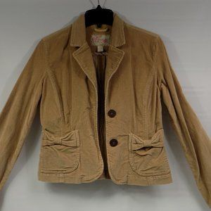 Plugg Tan Corduroy Button Front Blazer Jacket Size Small READ DESCRIPTION!